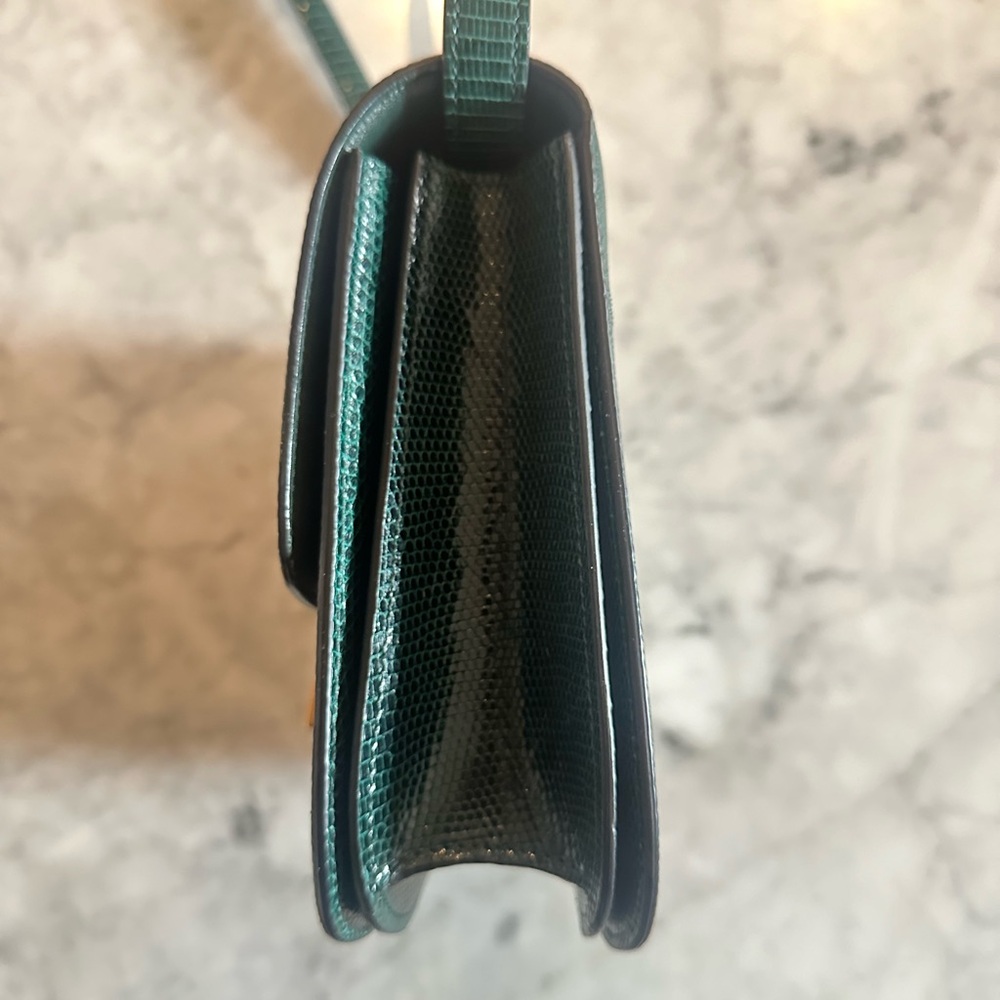 CELINE CLASSIC BOX BAG DARK GREEN LIZARD LEATHER WITH BOX AND DUSTBAG - Picture 13 of 16